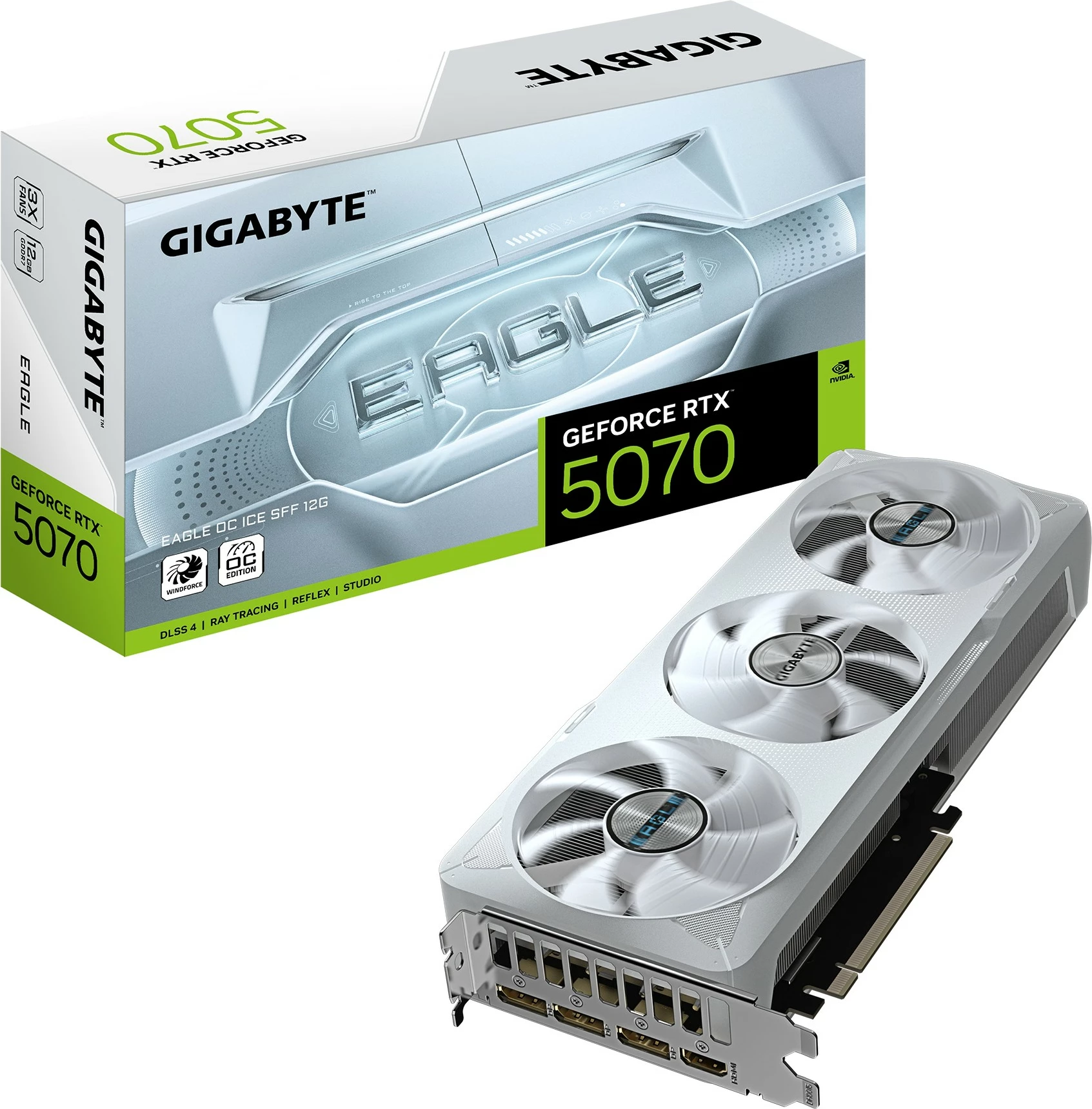 Kartelë grafike Gigabyte RTX 5070 Eagle Ice OC SFF 12GB GDDR7 e bardhë