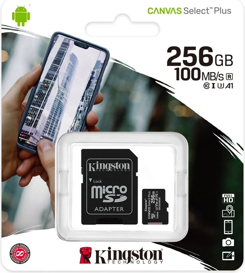 Memorie kartë Kingston,  256 GB MicroSDXC Class 10 UHS-I