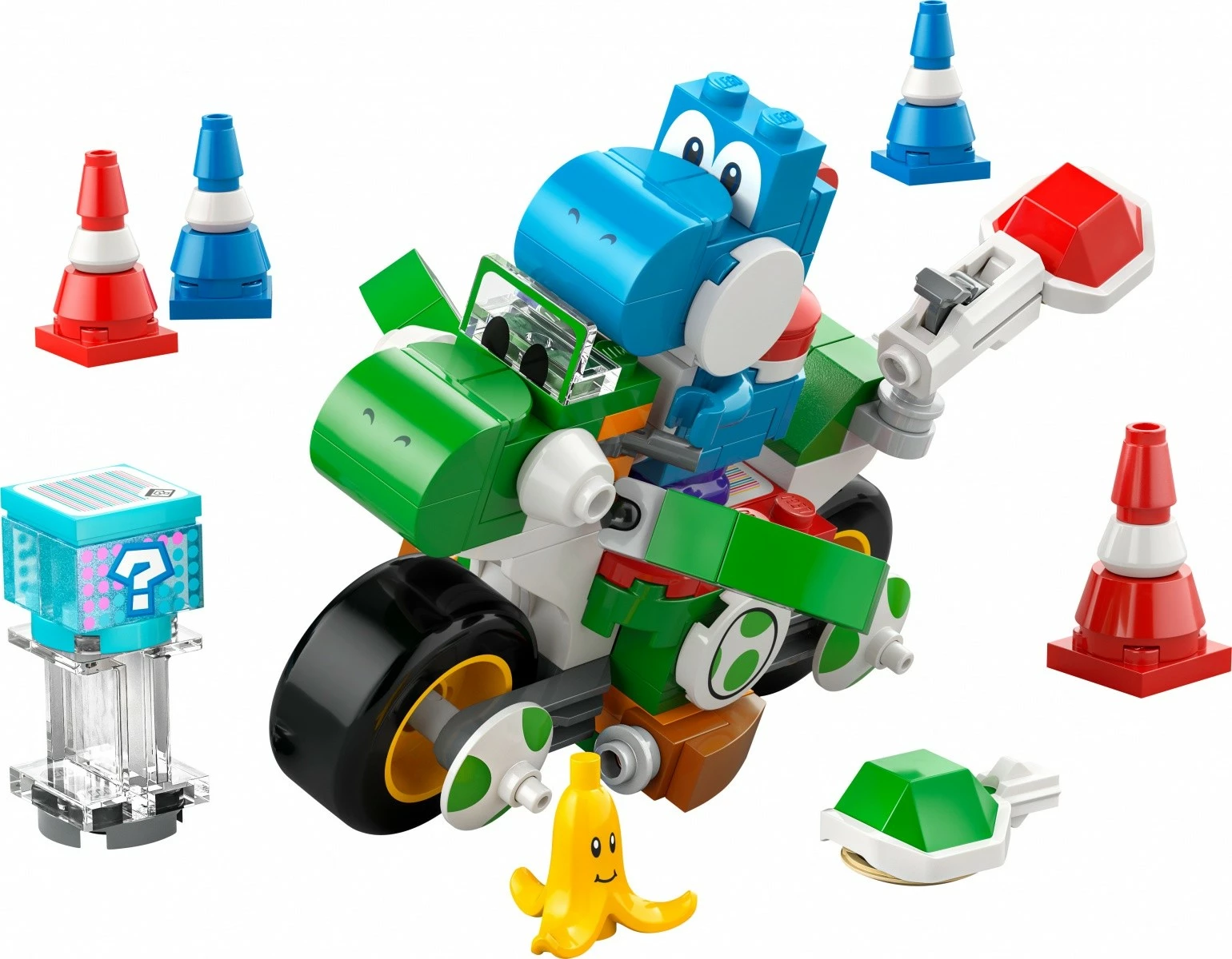 Set ndërtimi LEGO Super Mario Mario Kart Yoshi Bike 72031, 133 pjesë, me Light-Blue Yoshi