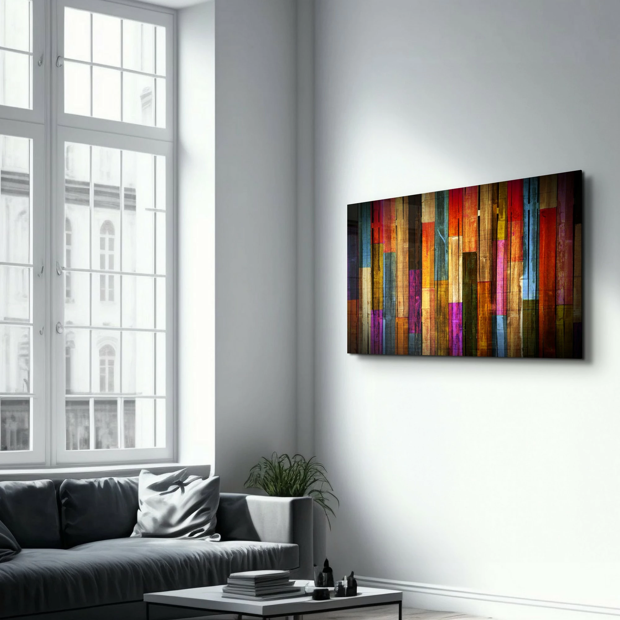 Pikturë dekorative prej xhami të temperuar, shumëngjyrëshe, OGLS-1099, 70x110cm