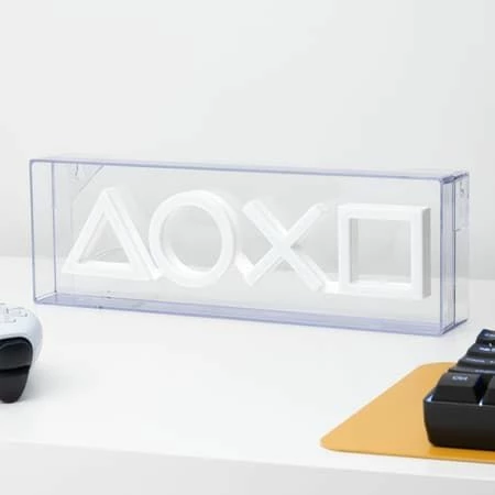 Lampë LED neon Paladone PlayStation, 30.5 x 15.5 cm, USB, shumëngjyrëshe
