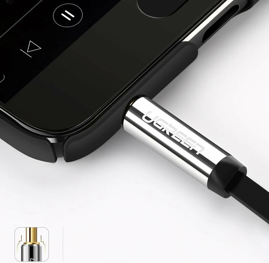 Kabllo audio AUX Ugreen 10599, 3.5 mm mini jack, 2m, Argjendtë