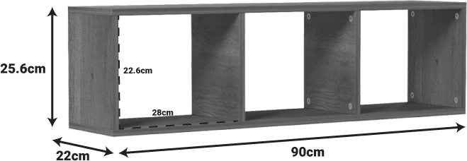 Raft muri Mikoro, ngjyrë natyrale, 90x22x25.6cm