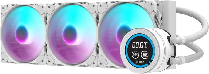 Ftohës me ujë për kompjuter Darkflash DN-D360, 360mm, ARGB, me ekran LCD, i bardhë