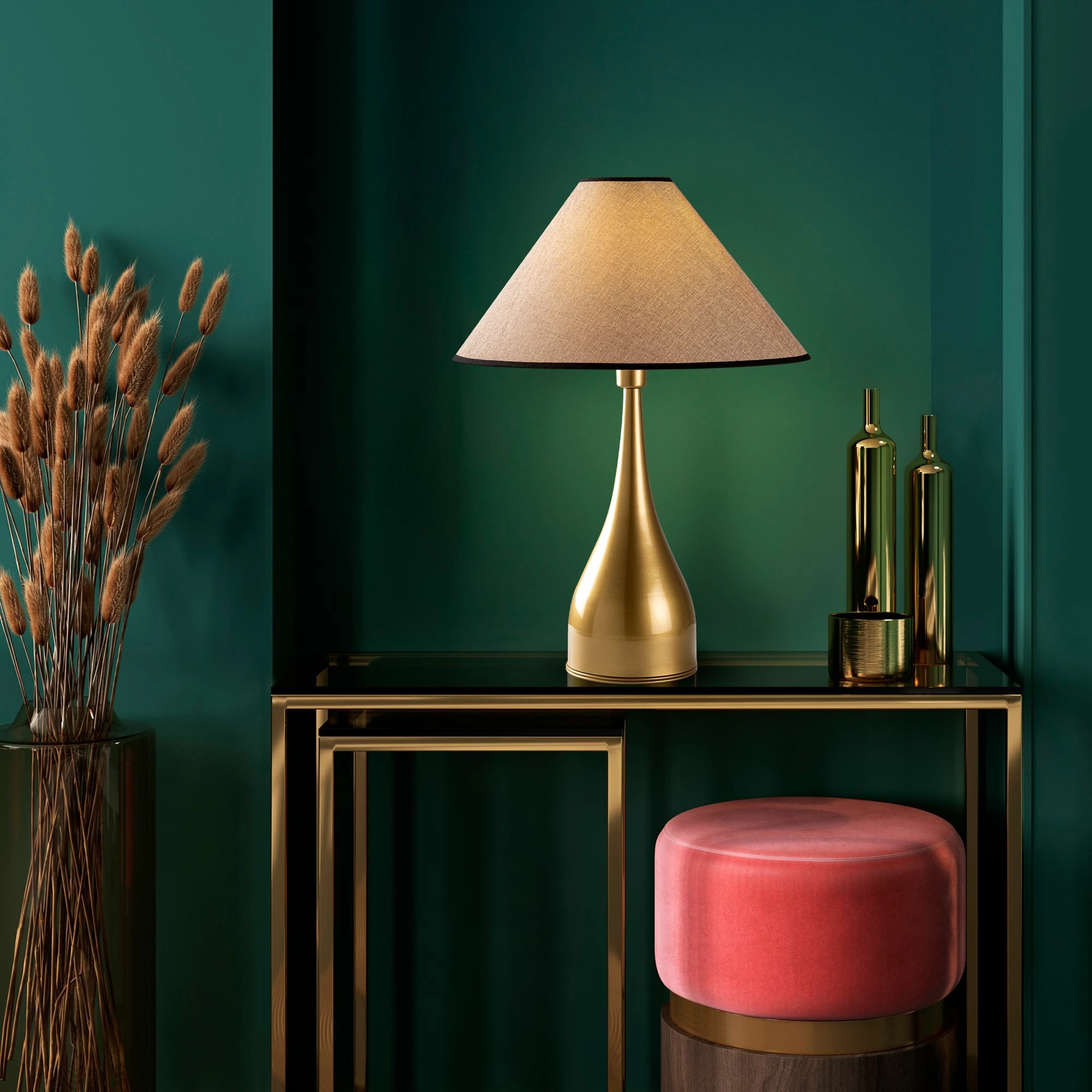 Llambë tavoline Opviq, Luna - 15273, ngjyrë ari dhe kafe e çelët