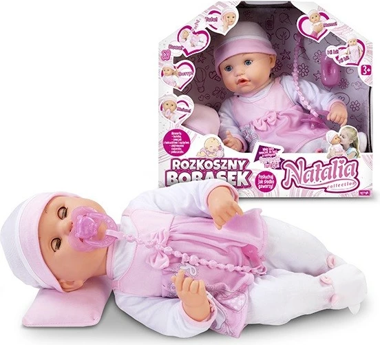 Kukull interaktive Artyk Natalia Rozkoszny Baby Doll, 40 cm, me aksesorë, Rozë