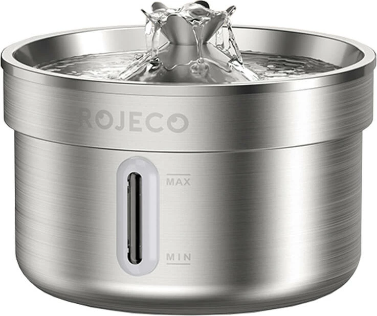 Burim uji për kafshë shtëpiake, Rojeco RYSJ-11, 2 L, çelik inox 304, filtrimi i dyfishtë, ≤20 dB, argjend
