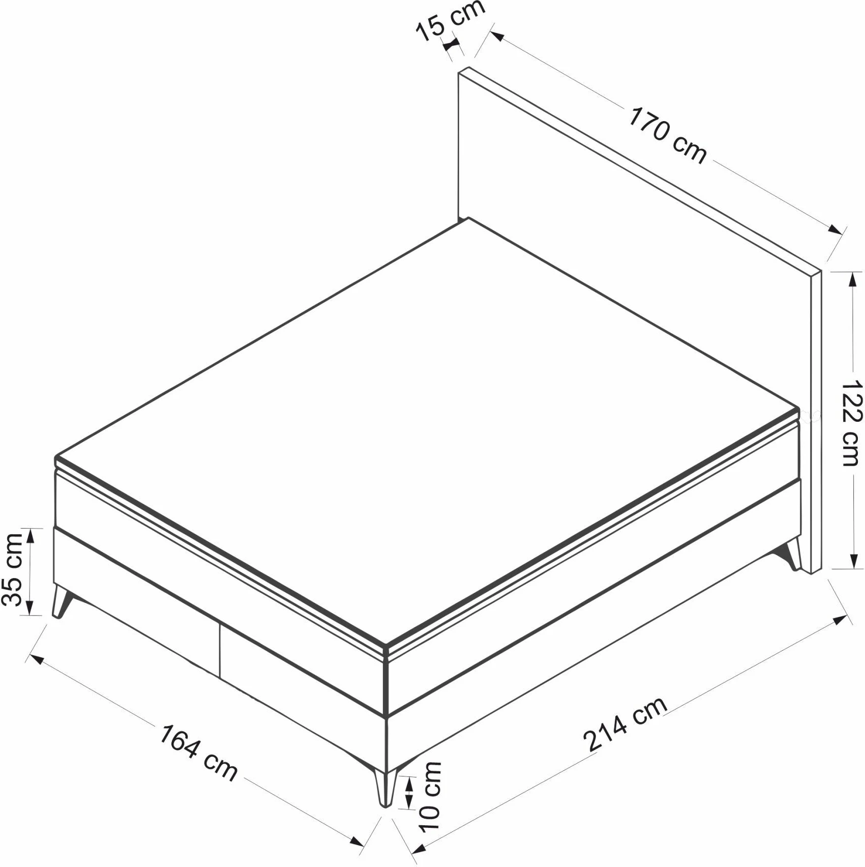 Bazë dhe shtrat dopio me mbështetëse Skye Decor, Relax, 160x200, bezhë