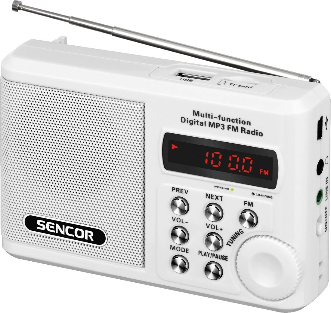 Radio portabile Sencor SRD 215 W, FM, USB, SD, Bardhë