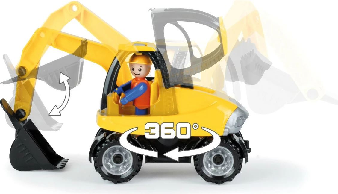 Ekskavator lodër Lena 25cm, plastikë, verdhë/zi, në kuti