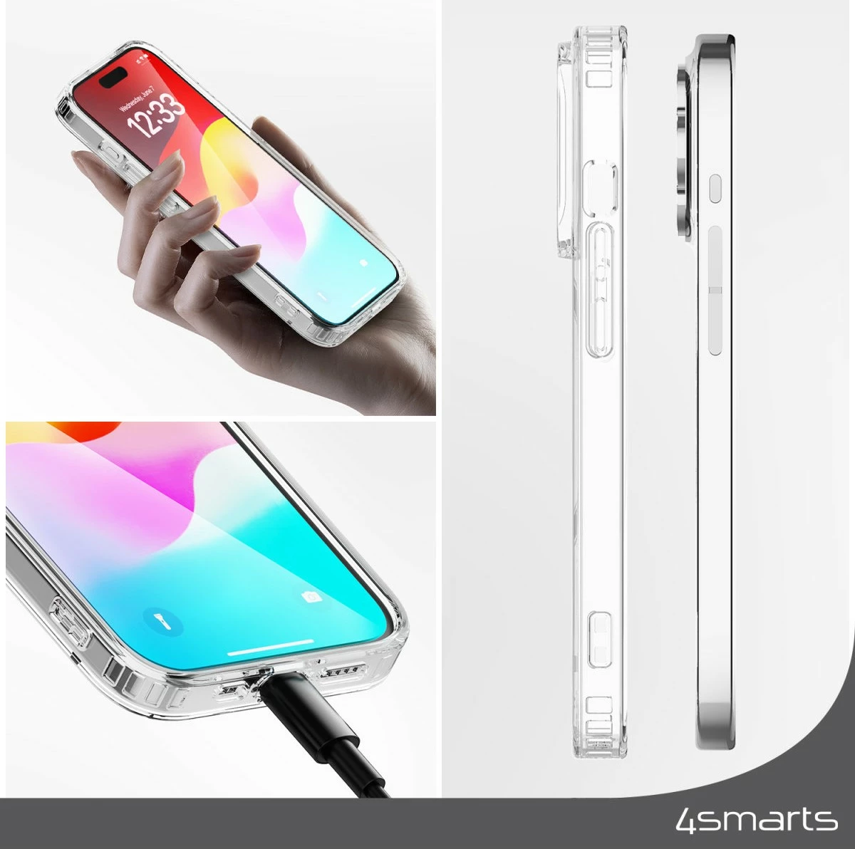 Mbështjellës 4smarts 540603, Apple, iPhone 15, 15.5 cm (6.1"), Transparent