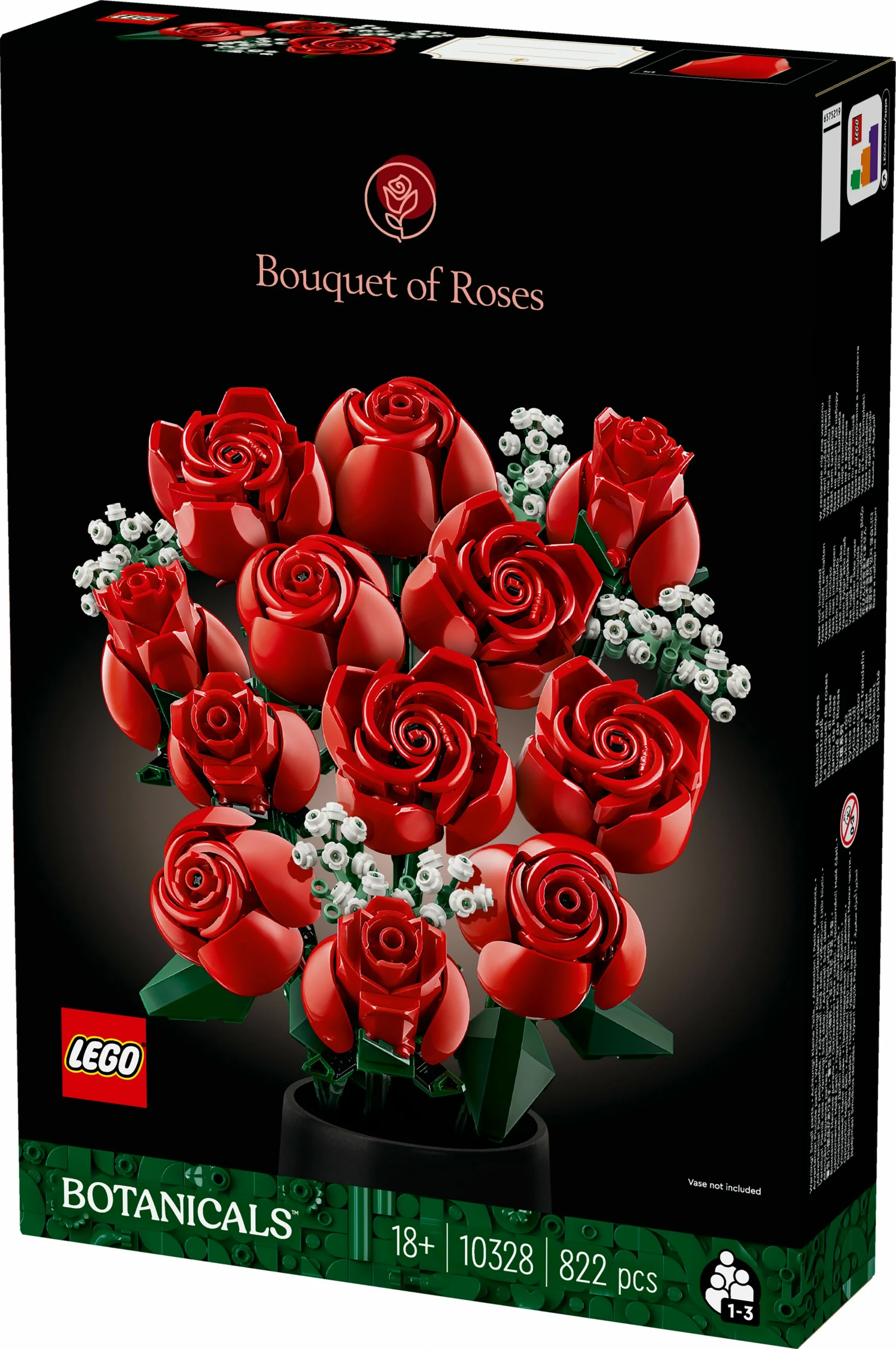 Set ndërtimi LEGO Bouquet of Roses, 822 copë, shumëngjyrësh