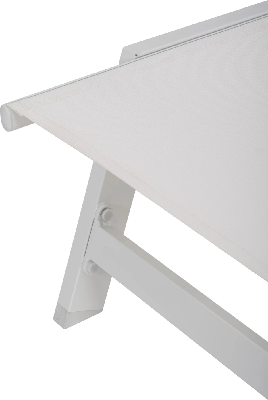 Shezlong alumini me mbështetëse koke RABIA FH5982.01, ngjyrë bardhë, 191,5x60x89,5Hcm