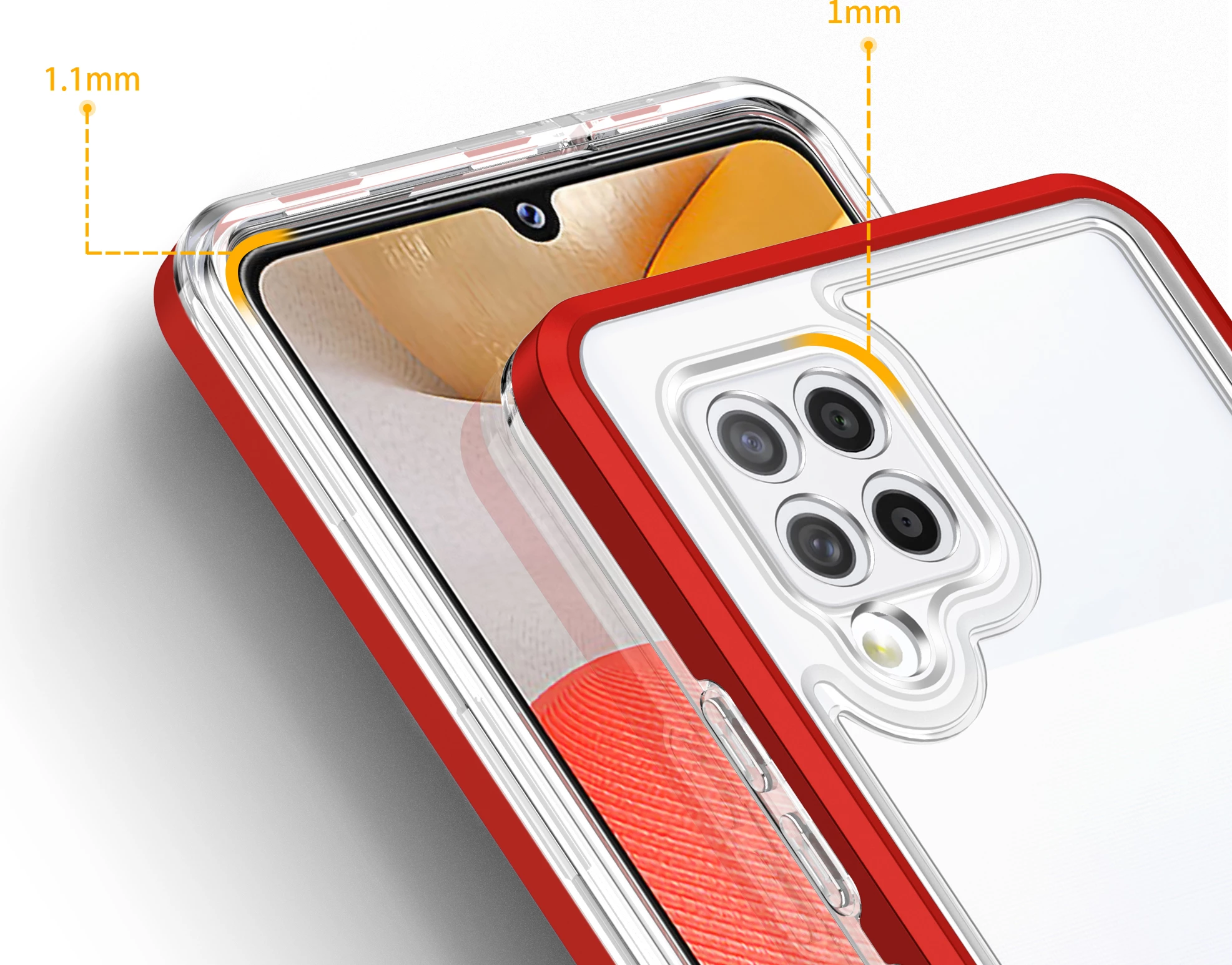 Mbështjellës Hurtel Hybrid Armor Clear 3in1 për Samsung Galaxy A42 5G, Transparent me të kuqe