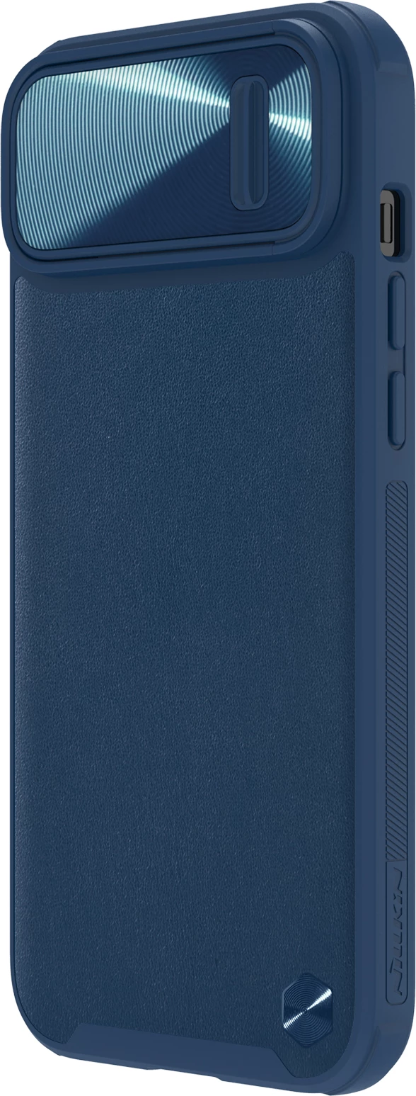 Mbështjellës Nillkin CamShield Leather S për iPhone 14 Plus, me kapak kamere, Blu