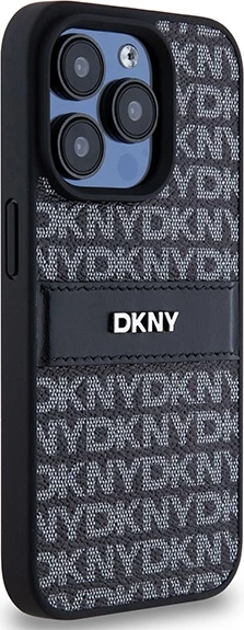 Mbështjellës DKNY Mono Stripe & Metal Logo për iPhone 15 Pro Max, i zi