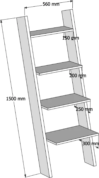 Raft dyshemeje melamine i bardhë 56x30x150cm