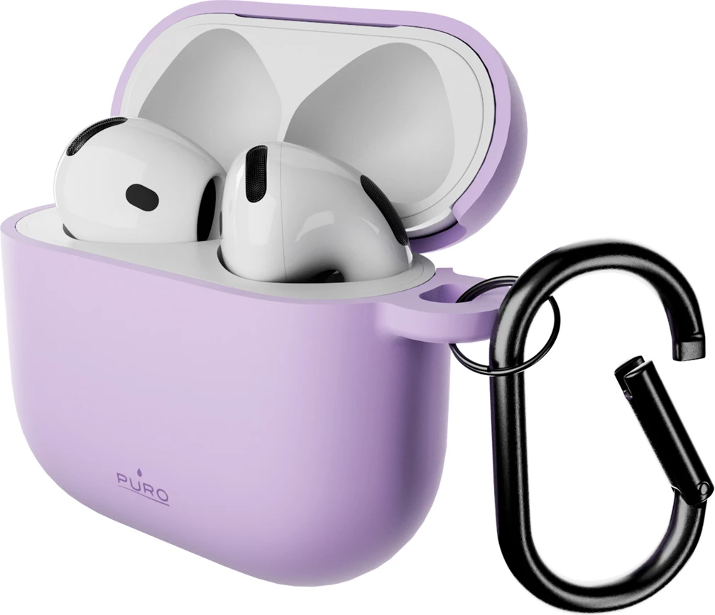 Mbështjellës silikoni Puro Icon për AirPods 4 me karabiner, vjollcë