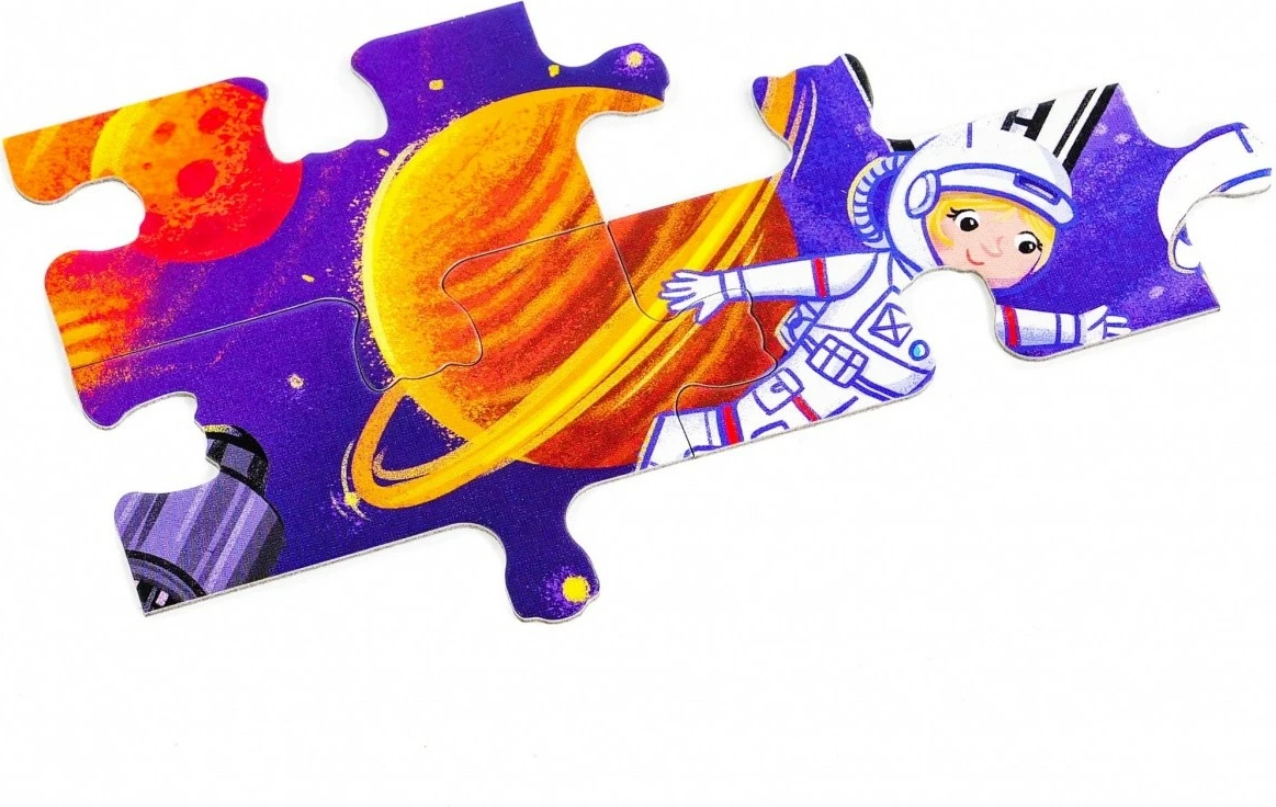 Puzzle për fëmijë Muduko 32 pjesë, Przygody w Kosmosie, me figura kartoni