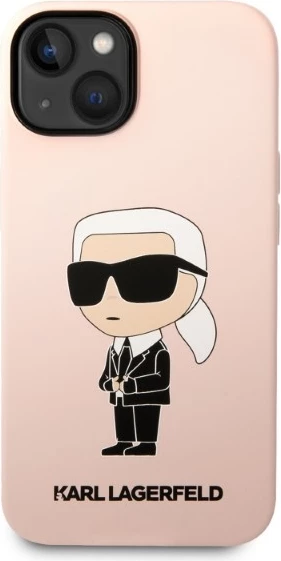 Mbështjellës Karl Lagerfeld Silicone Ikonik MagSafe për iPhone 14 Plus 6.7", rozë