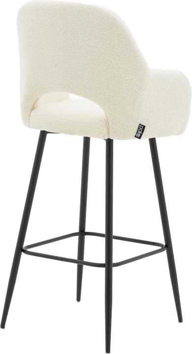Karrige për bar Renish, pëlhurë teddy ivary, këmbë metalike të zeza, 51x57x114cm