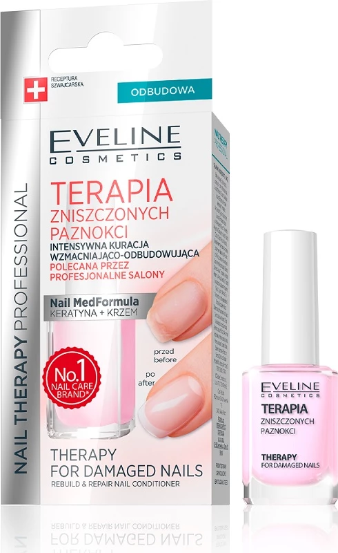 Trajtim për thonj Eveline Cosmetics Nail Therapy Professional Damaged Nails Repair and Strengthening Treatment, 12ml