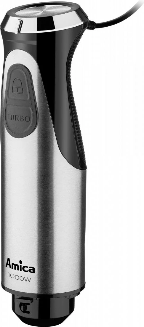 Blender dore Amica BD 8011 1000W, rregullim i butë i shpejtësisë, turbo, teh dhe këmbë inox, gotë 700 ml, zi/argjend