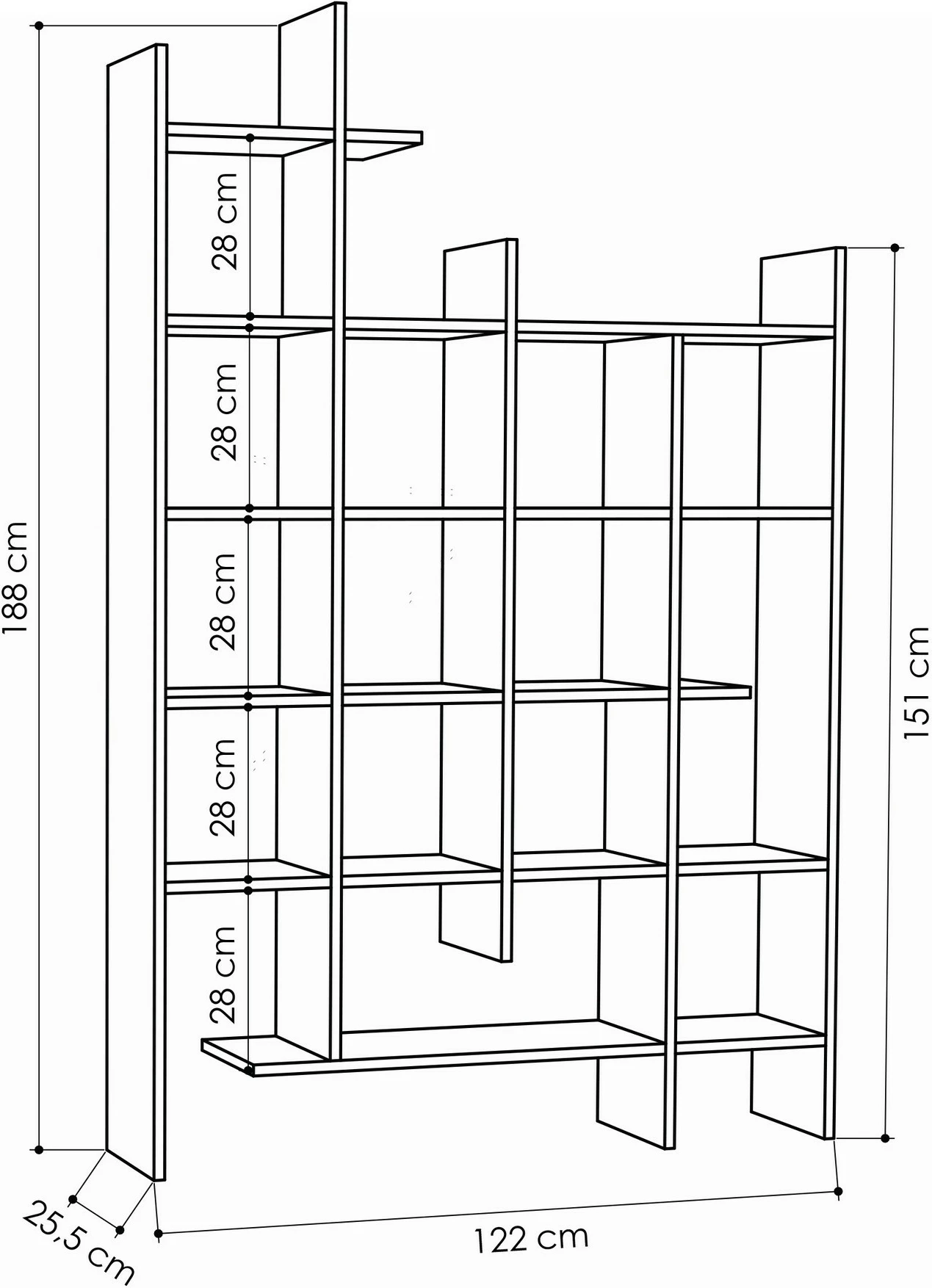 Raft librash Skye Decor, ngjyrë Hitit, Manco