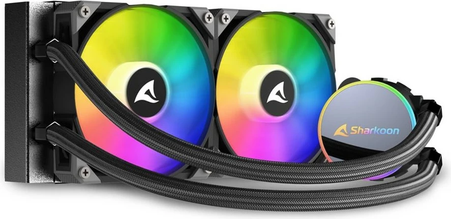 Ftohës uji all-in-one Sharkoon S70 RGB, 2x12cm, për procesor, i zi