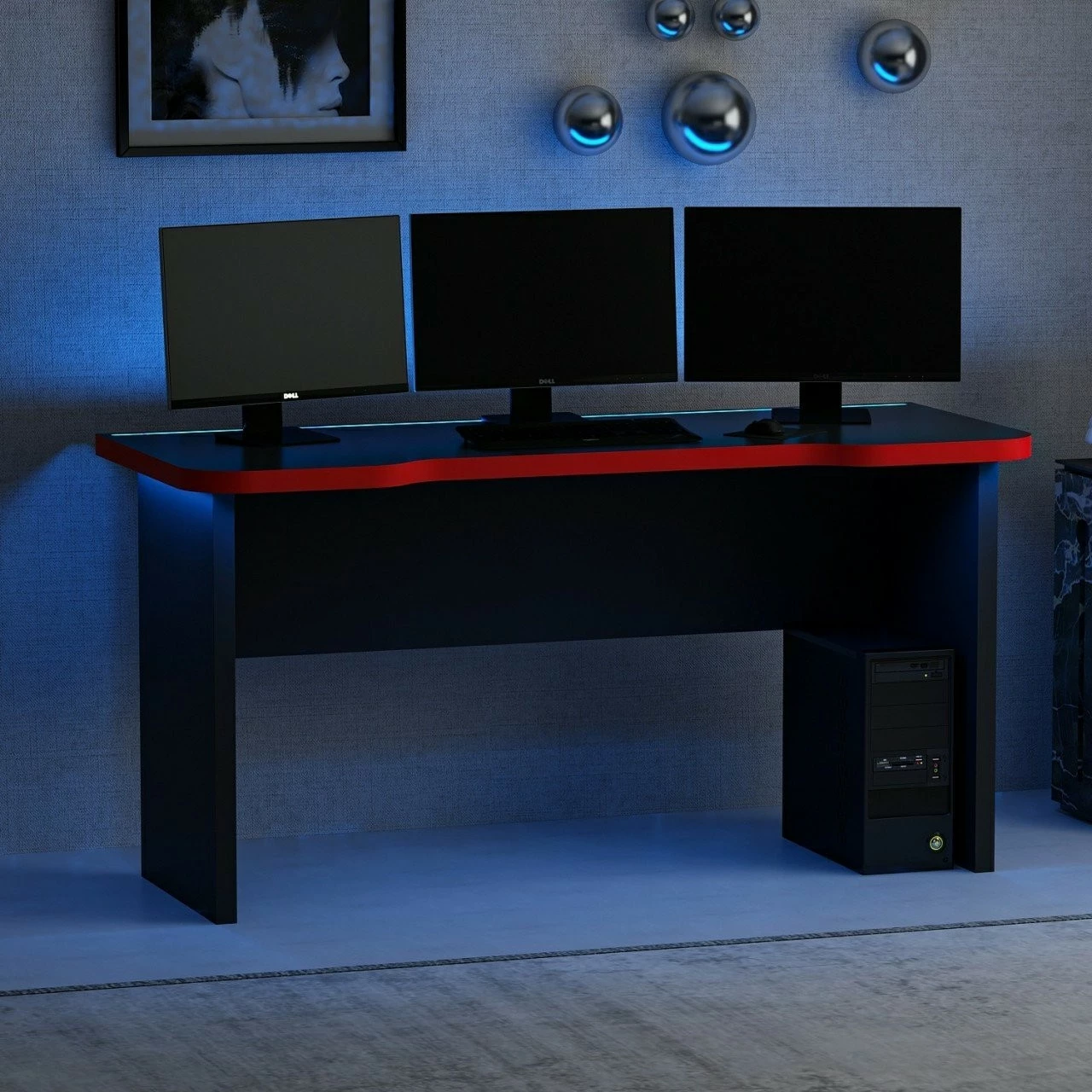 Tavolinë gaming Skye Decor, Phoenix 1, e zezë, e kuqe