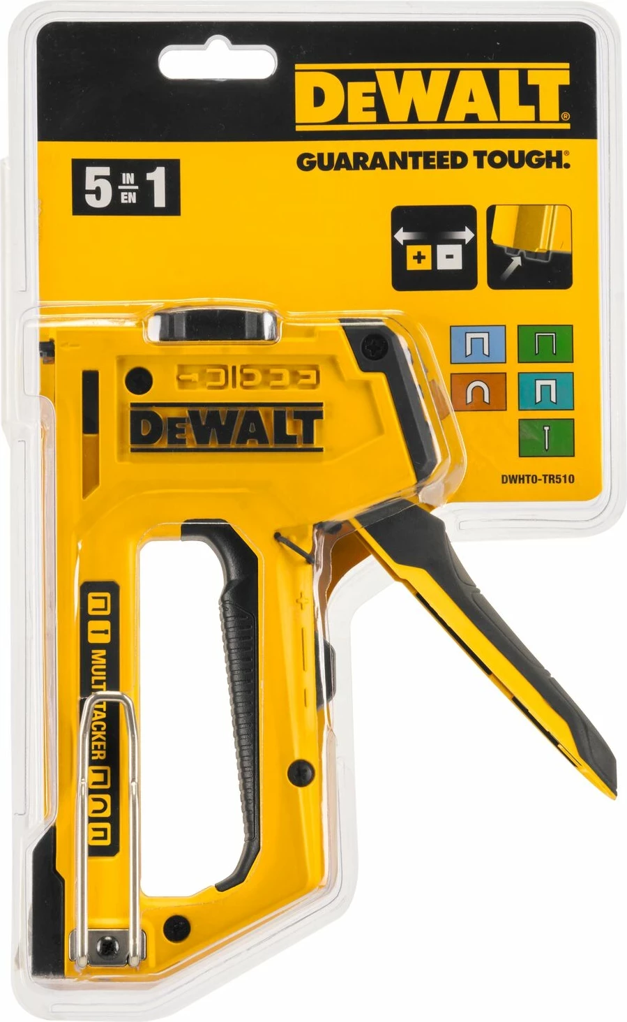 Pistoletë stapleri dhe gozhdimi Dewalt DWHT0-TR510 5-në-1, verdhë/zezë