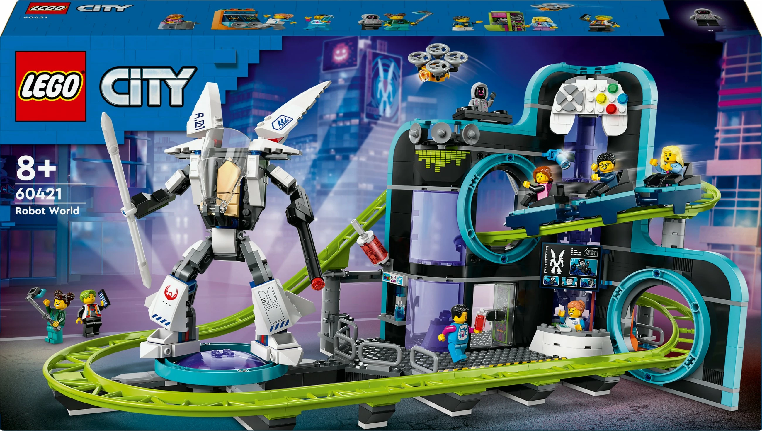 Set ndërtimi LEGO City 60421 Achterbahn me Robot-Mech, multikolor