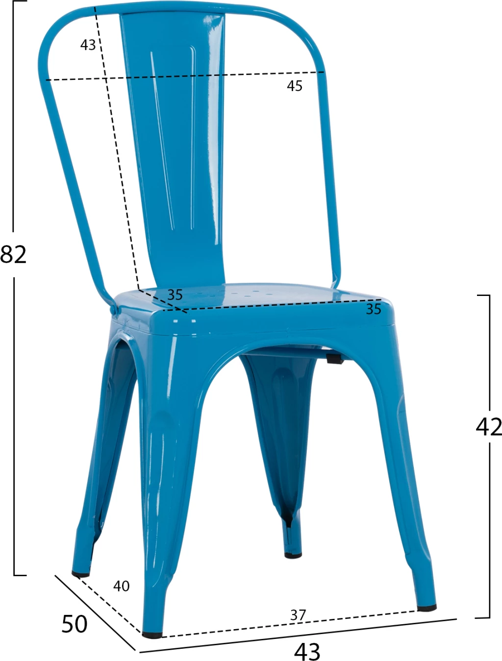 Karrige për ngrënie MELITA-PRO FH8641.48 metalike, ngjyrë kaltër, 44x47x84.5H cm