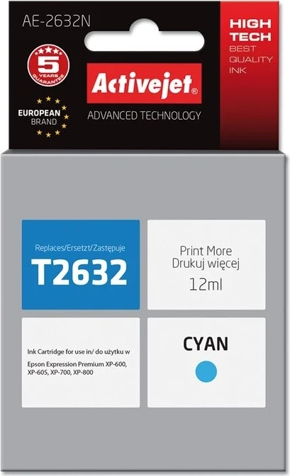 Ngjyrë zëvendësuese Activejet AE-2632N për printer Epson, 12 ml, e kaltër