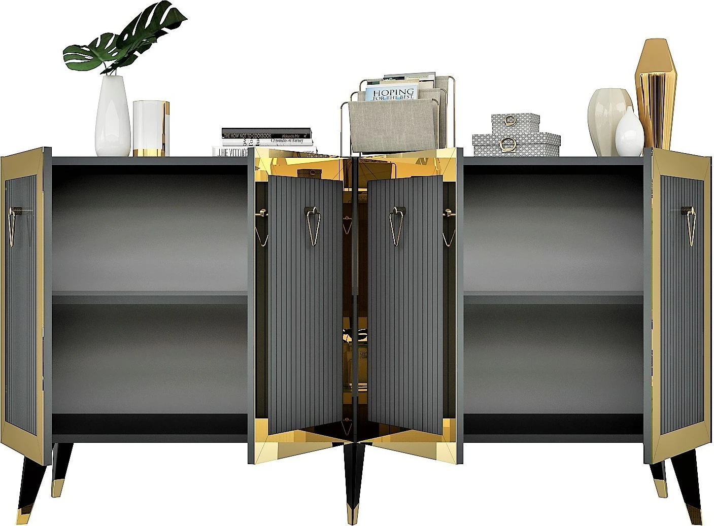 Konsol Hanah Home, ngjyrë antracit dhe ari