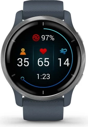 Smartwatch Garmin Venu 2, 45 mm, AMOLED, GPS, Blu/Argjend