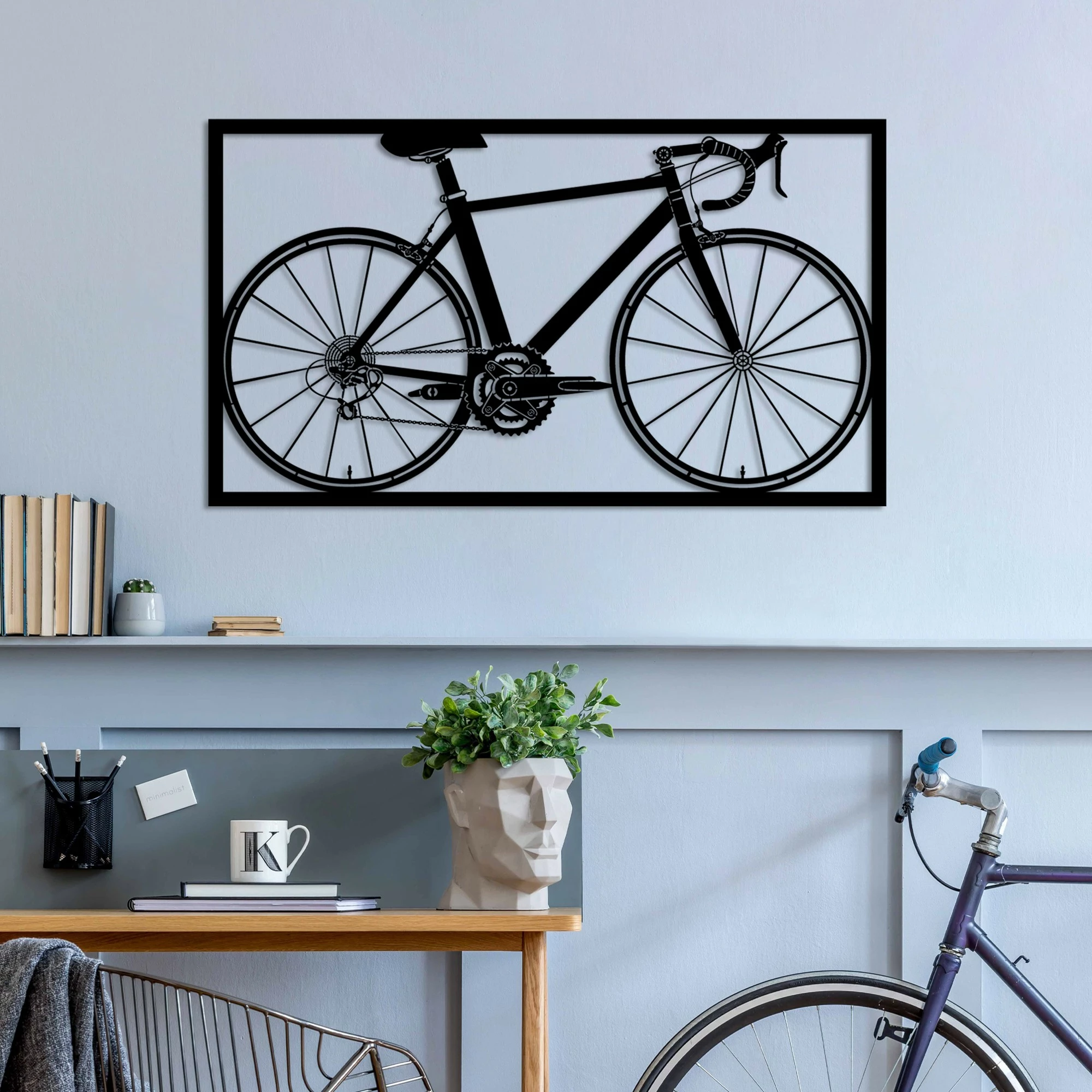 Aksesor dekorativ metalik për mur, Wallity Seleste-1, ngjyrë e zezë, 70x41cm