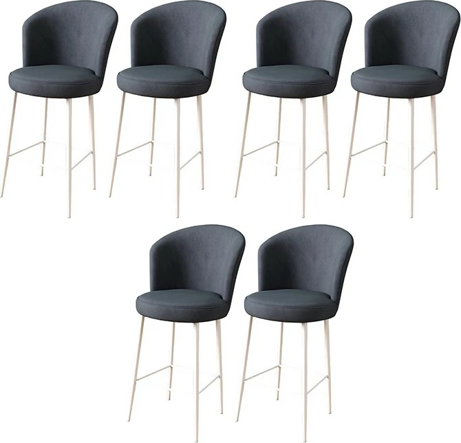 Set karrigesh për bar (6 copë), Hanah Home, Fora, antracit dhe të bardha