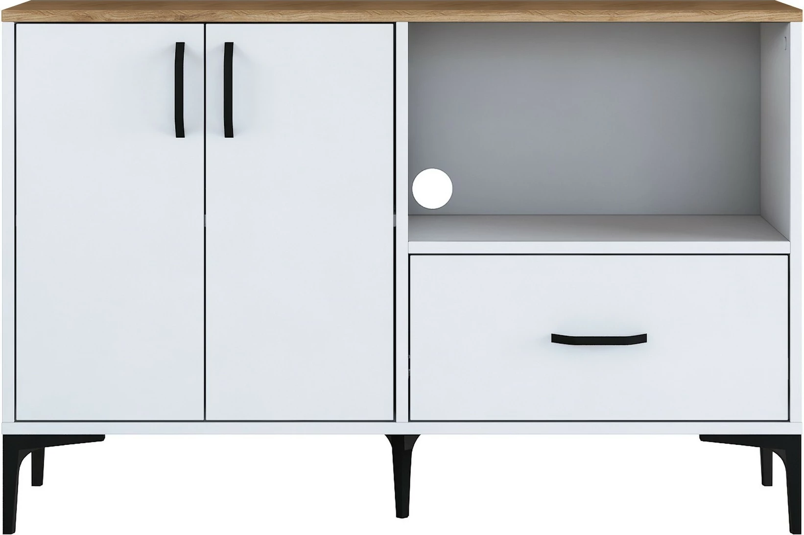 Dollap multifunksional, ngjyrë e bardhë dhe arre, JE161 - 3264