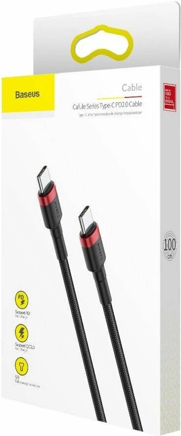 Kabllo Baseus Cafule USB-C në USB-C 1m PD/QC, e zezë