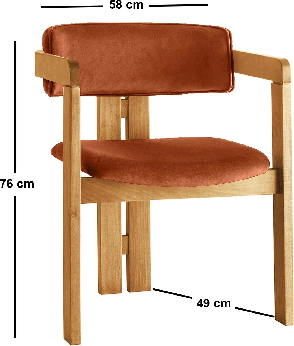 Karrige Hanah Home, dru lisi, kadife ngjyrë e kuqe qeramike, CO-037