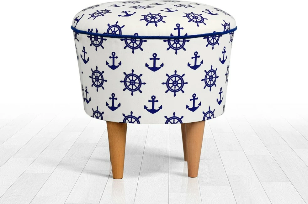 Puf për fëmijë, dizajn marin, blu dhe bardhë, Cunda Atelier del Sofa