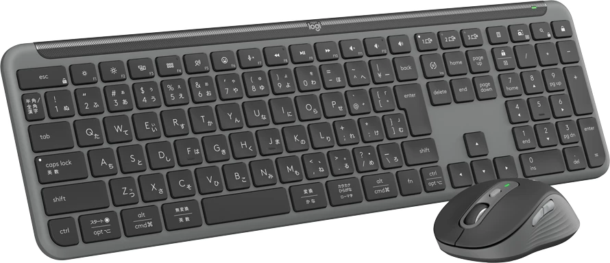 Set tastierë + maus Logitech Signature Slim Combo MK950, wireless 2.4GHz/Bluetooth, full-size me numpad, 4000 dpi, US INT'L, Graphite