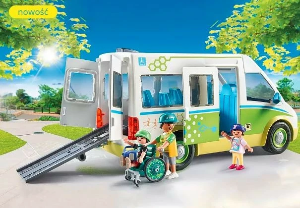 Set lodrash Playmobil City Life 71329, autobus shkolle me figura, 53 pjesë