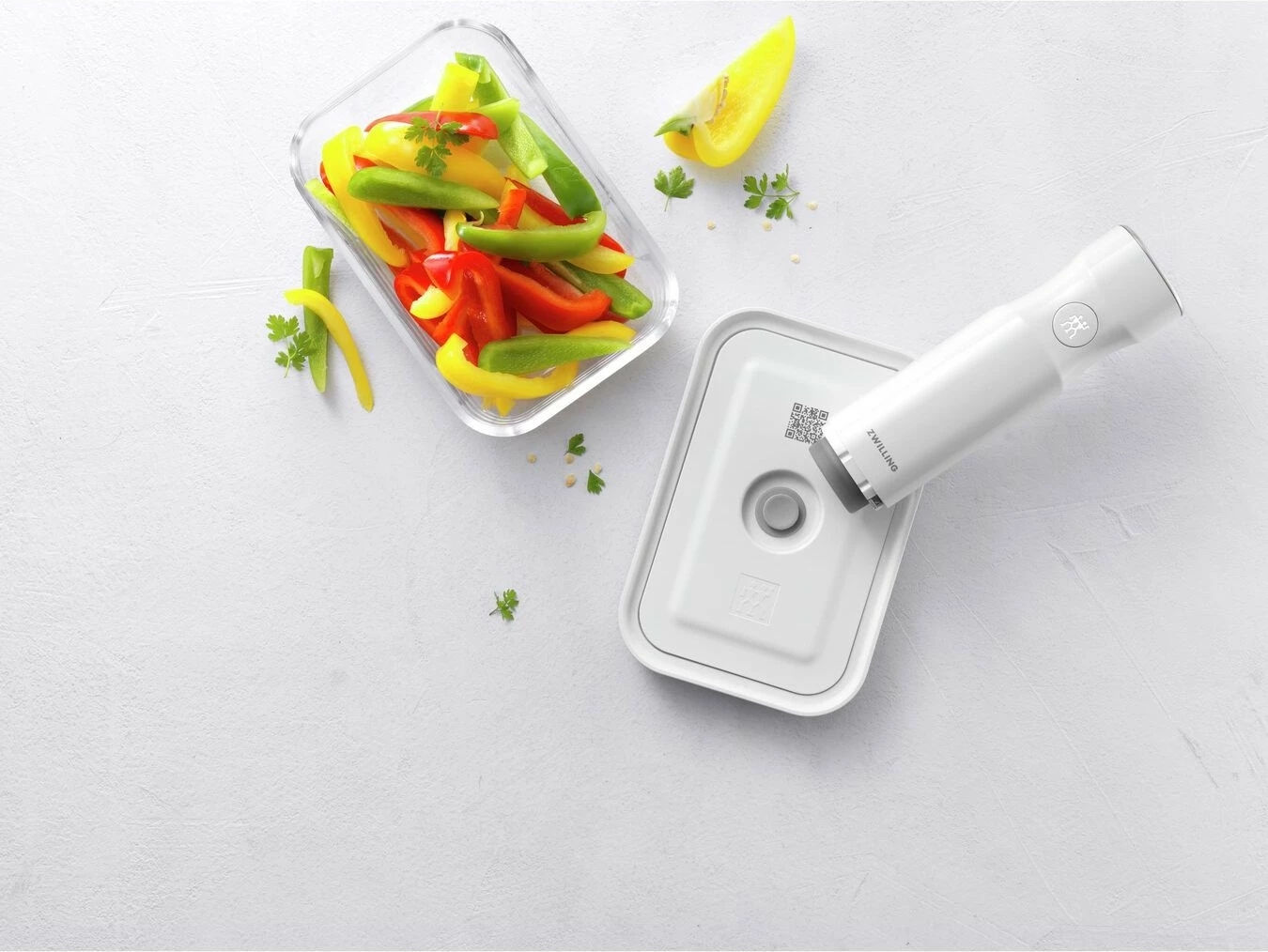 Kuti vakum qelqi Zwilling Fresh & Save 0.9L, kapak plastik, rezistente 180°C, gri/transparente