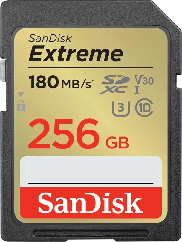 Kartë memorie SanDisk Extreme 256 GB SDXC UHS-I Class 10, Ngjyrë e artë