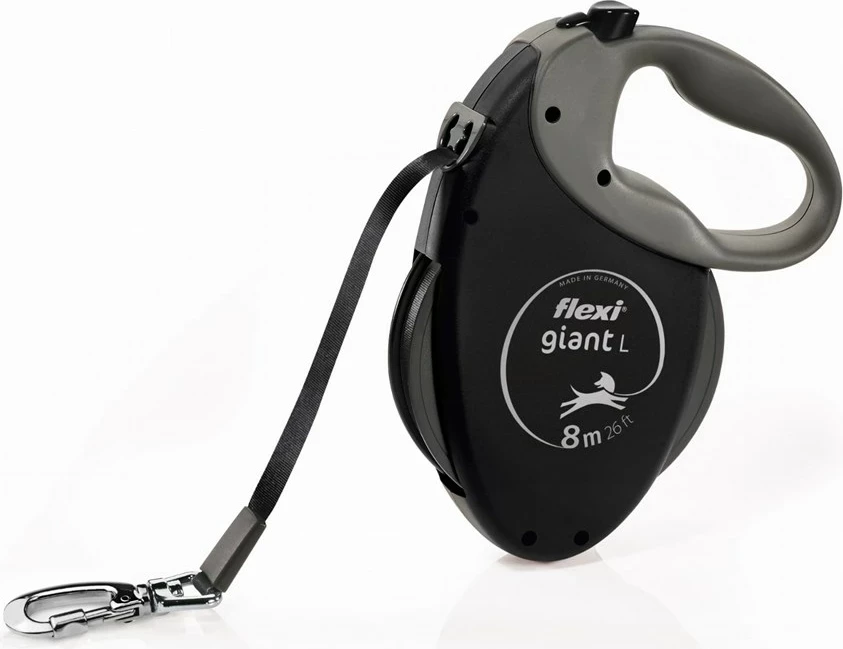 Litar automatik për qen Flexi Giant Tape Black Edition, 8 m, i zi