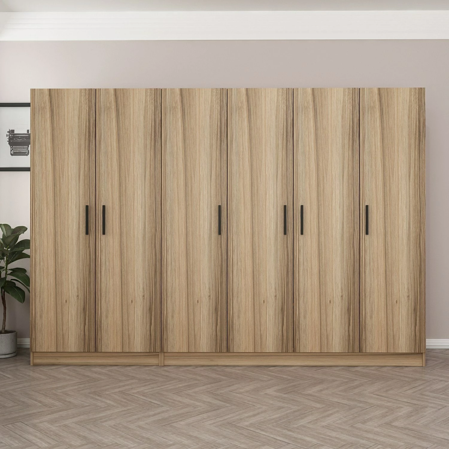 Dollap i madh për dhomë gjumi, ngjyrë dore, Skye Decor, 270x190x52cm