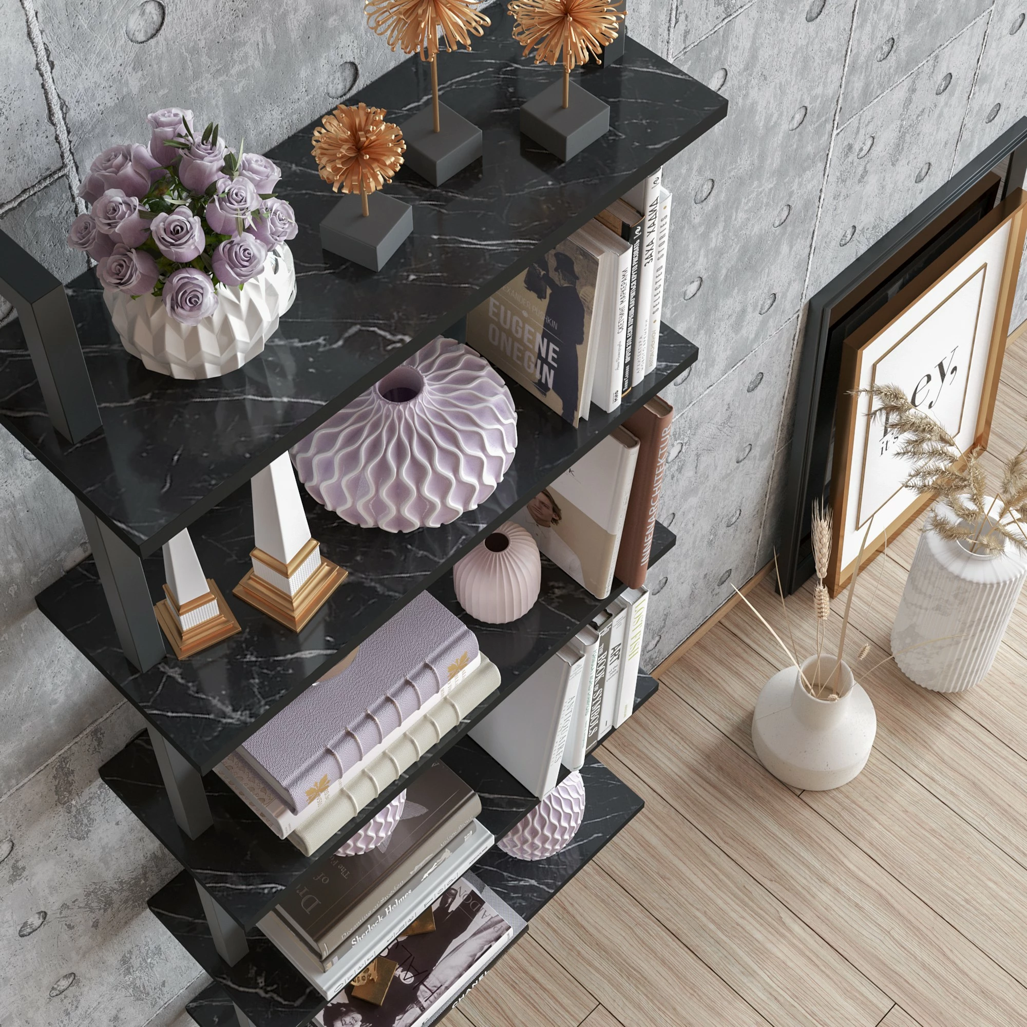 Raft librash Hanah Home, Piante, ngjyrë e zezë