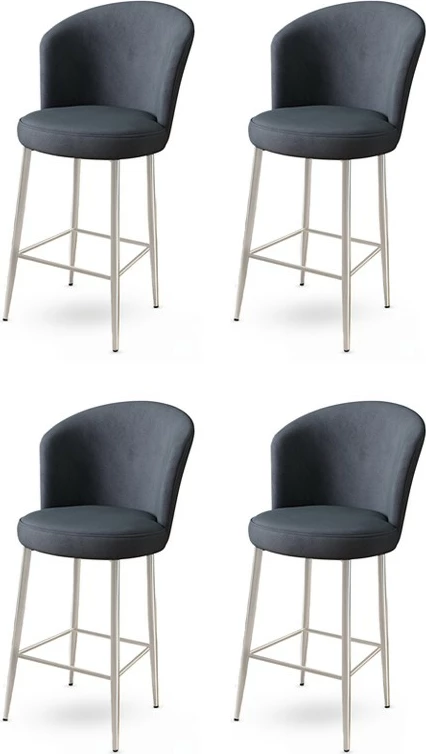 Set karrigesh për bar (4 copë), Hanah Home Fora, antracit, krom
